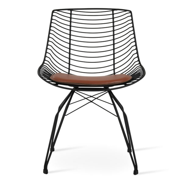 Soho Concept Tiger Wire Chair - Stylish Steel Frame Dining Chair With Removable Seat Pad & Outdoor Durability Black  Soho-concept-dining-chair-06023