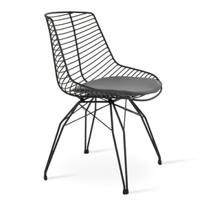 Soho Concept Tiger Wire Chair - Stylish Steel Frame Dining Chair With Removable Seat Pad & Outdoor Durability Black,Grey  Soho-concept-dining-chair-06021