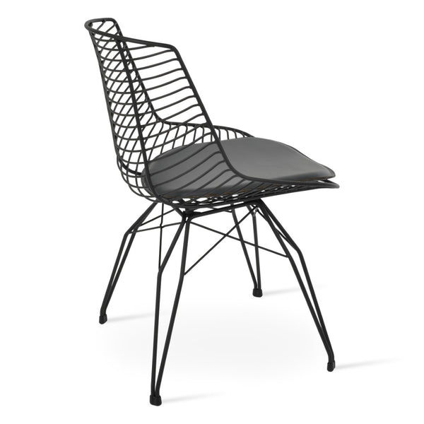 Soho Concept Tiger Wire Chair - Stylish Steel Frame Dining Chair With Removable Seat Pad & Outdoor Durability Black,Grey  Soho-concept-dining-chair-06021