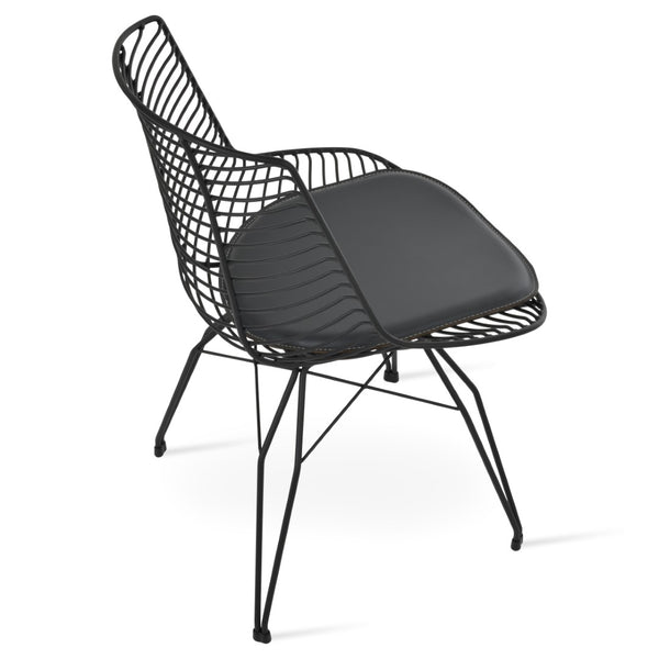 Soho Concept Tiger Wire Chair - Stylish Steel Frame Dining Chair With Removable Seat Pad & Outdoor Durability Black,Grey  Soho-concept-dining-chair-06021