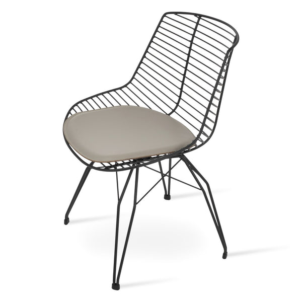Soho Concept Tiger Wire Chair - Stylish Steel Frame Dining Chair With Removable Seat Pad & Outdoor Durability Black  Soho-concept-dining-chair-06024