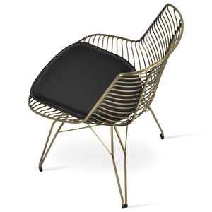Soho Concept Tiger Wire Chair Dining Chair - Stylish Steel Frame In Chrome/Gold/Brass With Removable Seat Pad Brass,Black  Soho-concept-dining-chair-06035