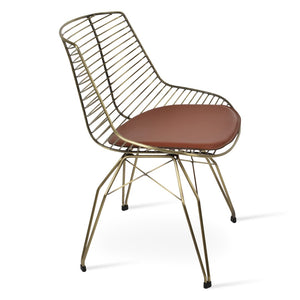 Soho Concept Tiger Wire Chair Dining Chair - Stylish Steel Frame In Chrome/Gold/Brass With Removable Seat Pad Brass  Soho-concept-dining-chair-06034
