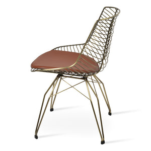 Soho Concept Tiger Wire Chair Dining Chair - Stylish Steel Frame In Chrome/Gold/Brass With Removable Seat Pad Brass  Soho-concept-dining-chair-06034