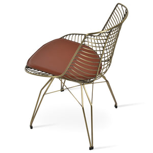Soho Concept Tiger Wire Chair Dining Chair - Stylish Steel Frame In Chrome/Gold/Brass With Removable Seat Pad Brass  Soho-concept-dining-chair-06034