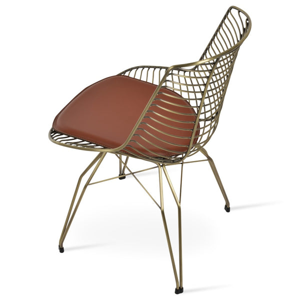 Soho Concept Tiger Wire Chair Dining Chair - Stylish Steel Frame In Chrome/Gold/Brass With Removable Seat Pad Brass  Soho-concept-dining-chair-06034