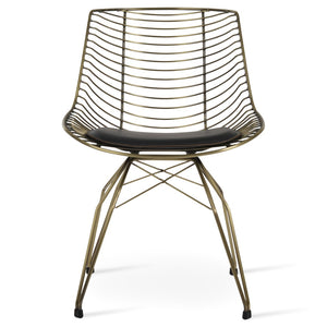 Soho Concept Tiger Wire Chair Dining Chair - Stylish Steel Frame In Chrome/Gold/Brass With Removable Seat Pad Brass,Grey  Soho-concept-dining-chair-06036