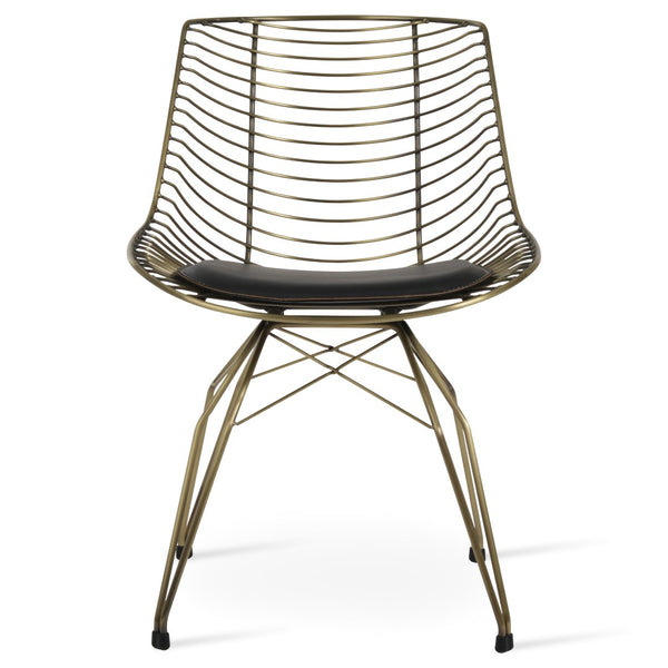 Soho Concept Tiger Wire Chair Dining Chair - Stylish Steel Frame In Chrome/Gold/Brass With Removable Seat Pad Brass,Grey  Soho-concept-dining-chair-06036
