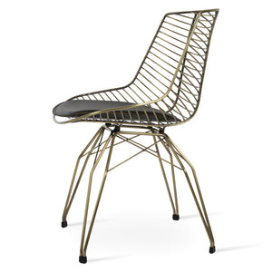 Soho Concept Tiger Wire Chair Dining Chair - Stylish Steel Frame In Chrome/Gold/Brass With Removable Seat Pad Brass,Grey  Soho-concept-dining-chair-06036