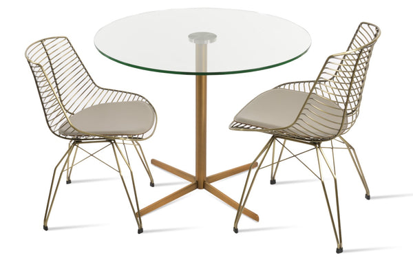 Soho Concept Tiger Wire Chair Dining Chair - Stylish Steel Frame In Chrome/Gold/Brass With Removable Seat Pad Brass  Soho-concept-dining-chair-06012