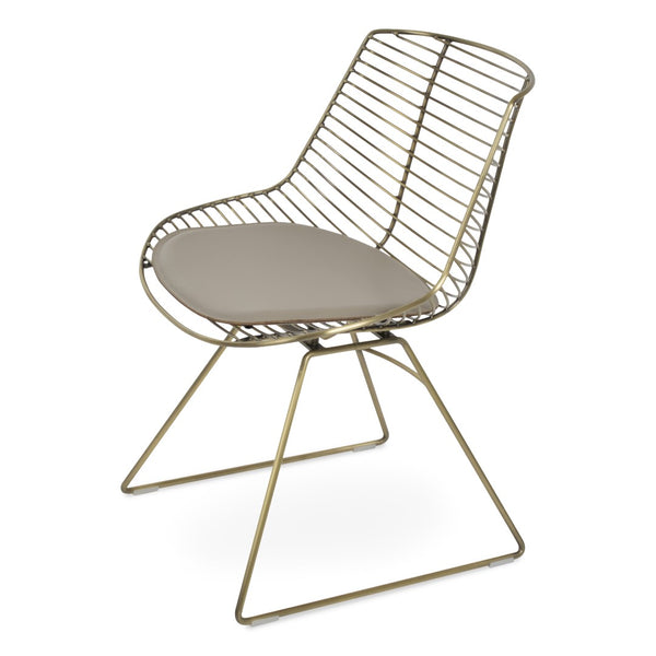 Soho Concept Tiger Wire Chair Dining Chair - Stylish Steel Frame In Chrome/Gold/Brass With Removable Seat Pad Brass  Soho-concept-dining-chair-06032