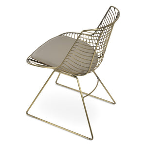 Soho Concept Tiger Wire Chair Dining Chair - Stylish Steel Frame In Chrome/Gold/Brass With Removable Seat Pad Brass  Soho-concept-dining-chair-06033