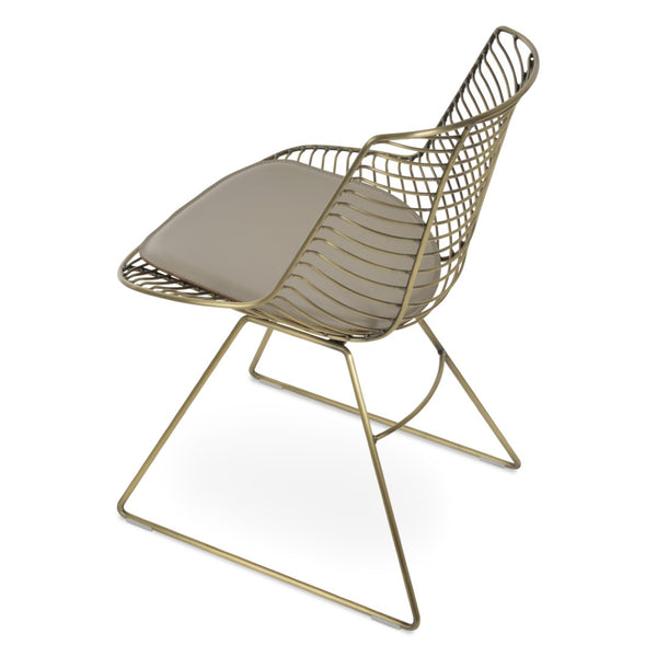 Soho Concept Tiger Wire Chair Dining Chair - Stylish Steel Frame In Chrome/Gold/Brass With Removable Seat Pad Brass  Soho-concept-dining-chair-06033
