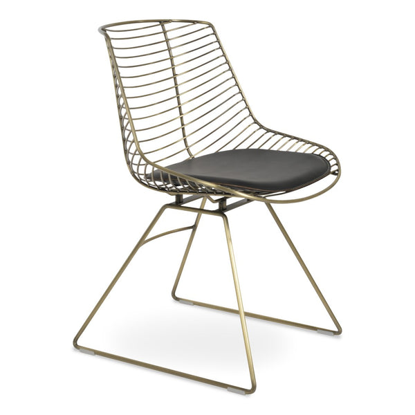 Soho Concept Tiger Wire Chair Dining Chair - Stylish Steel Frame In Chrome/Gold/Brass With Removable Seat Pad Brass,Black  Soho-concept-dining-chair-06031