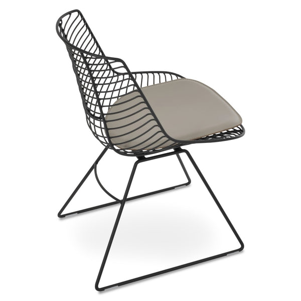 Soho Concept Tiger Wire Chair - Stylish Steel Frame Dining Chair With Removable Seat Pad & Outdoor Durability Black  Soho-concept-dining-chair-06028