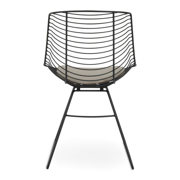 Soho Concept Tiger Wire Chair - Stylish Steel Frame Dining Chair With Removable Seat Pad & Outdoor Durability Black  Soho-concept-dining-chair-06028