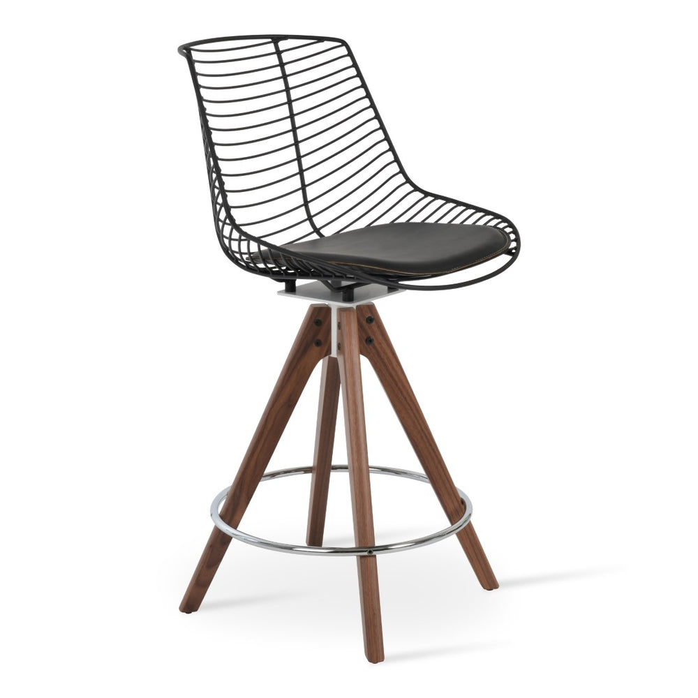 Soho Concept Tiger Wire Barstools & Counterstools - Durable Steel Frame, Removable Seat Pad, 5-year Warranty! Walnut,Black  Soho-concept-dining-chair-07208