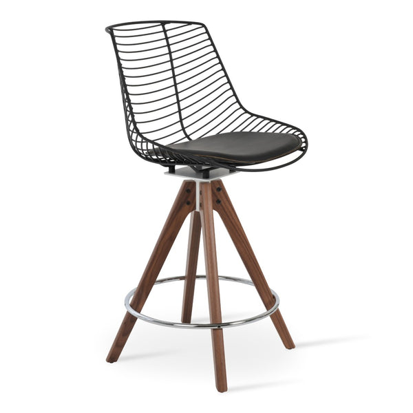 Soho Concept Tiger Wire Barstools & Counterstools - Durable Steel Frame, Removable Seat Pad, 5-year Warranty! Walnut,Black  Soho-concept-dining-chair-07208