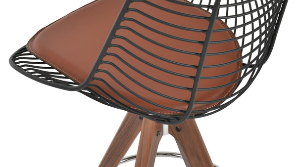Soho Concept Tiger Wire Barstools & Counterstools - Durable Steel Frame, Removable Seat Pad, 5-year Warranty! Walnut,Black  Soho-concept-dining-chair-09914