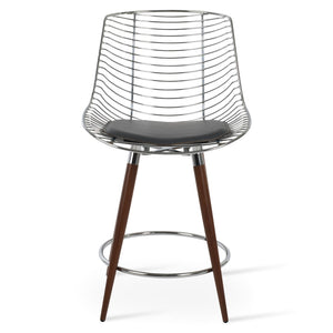 Soho Concept Tiger Mini Barstools & Counterstools - Stylish Steel Frame, Removable Pads, 5-year Warranty, Outdoor Safe Walnut,Grey  Soho-concept-dining-chair-09845