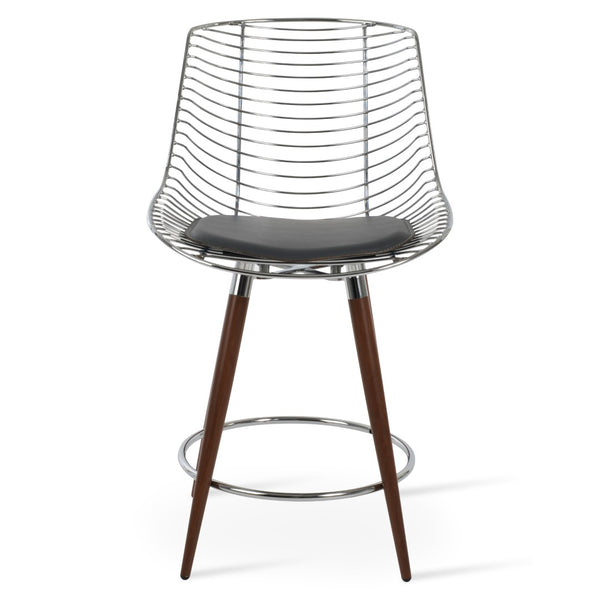 Soho Concept Tiger Mini Barstools & Counterstools - Stylish Steel Frame, Removable Pads, 5-year Warranty, Outdoor Safe Walnut,Grey  Soho-concept-dining-chair-09845