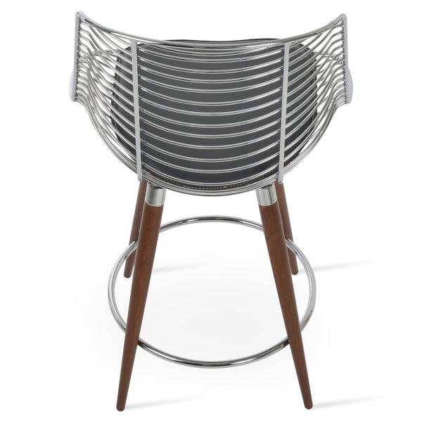 Soho Concept Tiger Mini Barstools & Counterstools - Stylish Steel Frame, Removable Pads, 5-year Warranty, Outdoor Safe Walnut,Grey  Soho-concept-dining-chair-07177