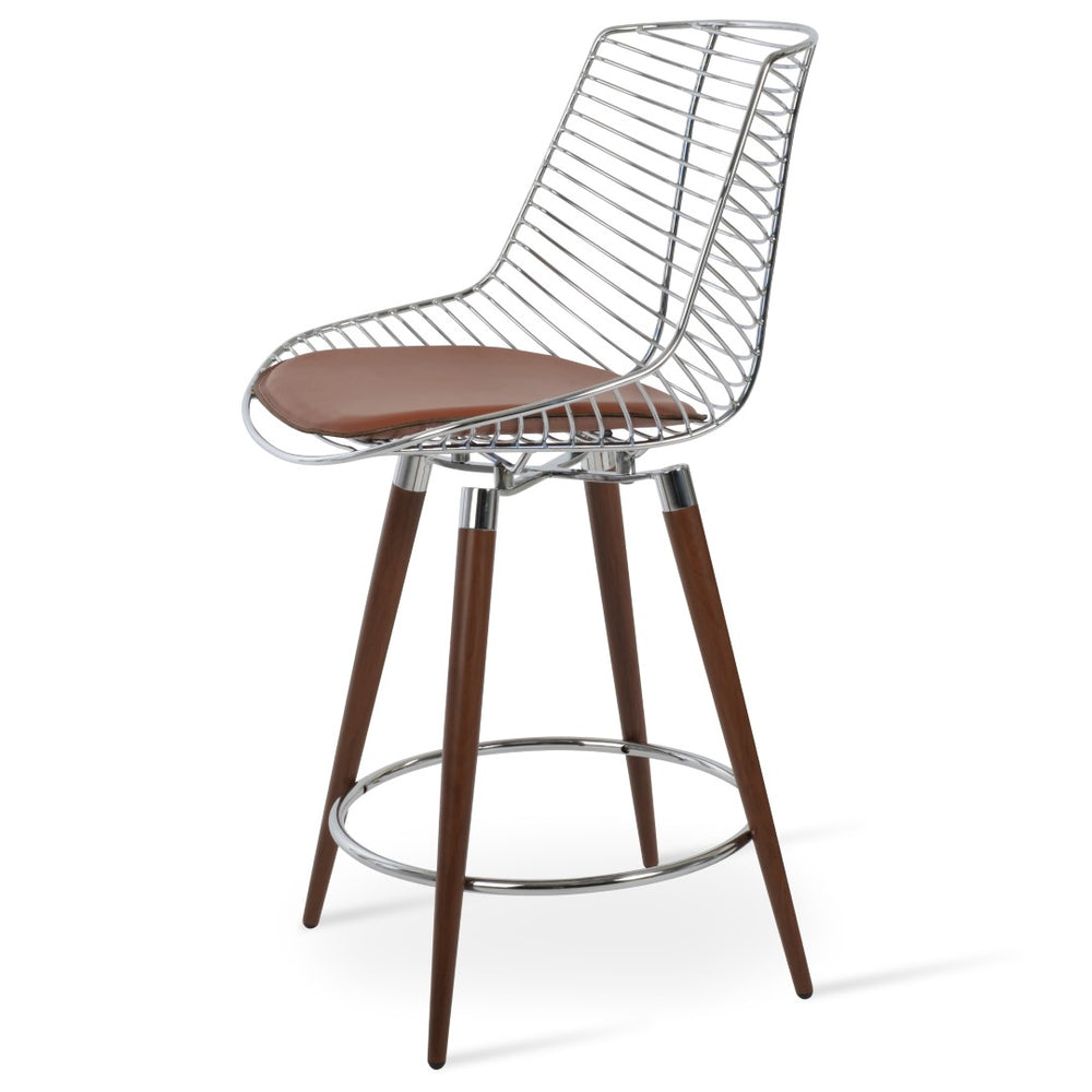 Soho Concept Tiger Mini Ana Barstools & Counterstools - Stylish Steel Frame, Walnut Finish, 5-year Guarantee! Walnut  Soho-concept-dining-chair-09844