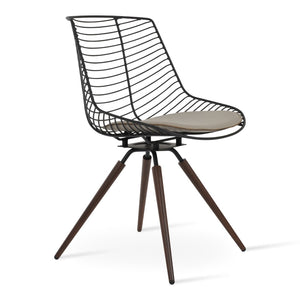 Soho Concept Tiger Carrot Swivel Chair: Modern Metal Design With Removable Seat Pad, Stylish Chrome Or Brass Finish Walnut Swivel. Solid Metal Top Part Connected To Four Tubular Legs Soho-concept-dining-chair-05971