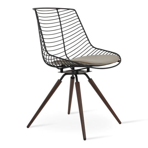 Soho Concept Tiger Carrot Swivel Chair: Modern Metal Design With Removable Seat Pad, Stylish Chrome Or Brass Finish Walnut Swivel. Solid Metal Top Part Connected To Four Tubular Legs Soho-concept-dining-chair-05971