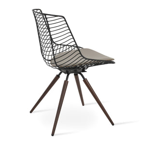 Soho Concept Tiger Carrot Swivel Chair: Modern Metal Design With Removable Seat Pad, Stylish Chrome Or Brass Finish Walnut Swivel. Solid Metal Top Part Connected To Four Tubular Legs Soho-concept-dining-chair-05972