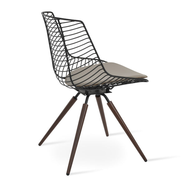 Soho Concept Tiger Carrot Swivel Chair: Modern Metal Design With Removable Seat Pad, Stylish Chrome Or Brass Finish Walnut Swivel. Solid Metal Top Part Connected To Four Tubular Legs Soho-concept-dining-chair-05972