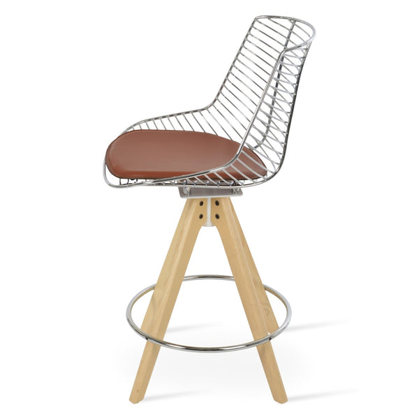 Soho Concept Tiger Pyramid Barstools & Counterstools - Stylish Wood Swivel Design With Durable Steel Frame Options Natural  Soho-concept-dining-chair-09854