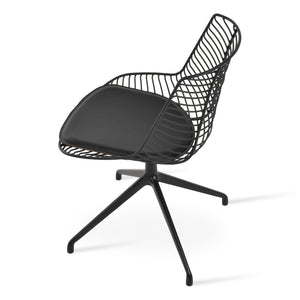 Soho Concept Tiger Spider Swivel Chair - Modern Black Powder Coated Design With Removable Seat Pad & 5-year Warranty Black  Soho-concept-dining-chair-05986
