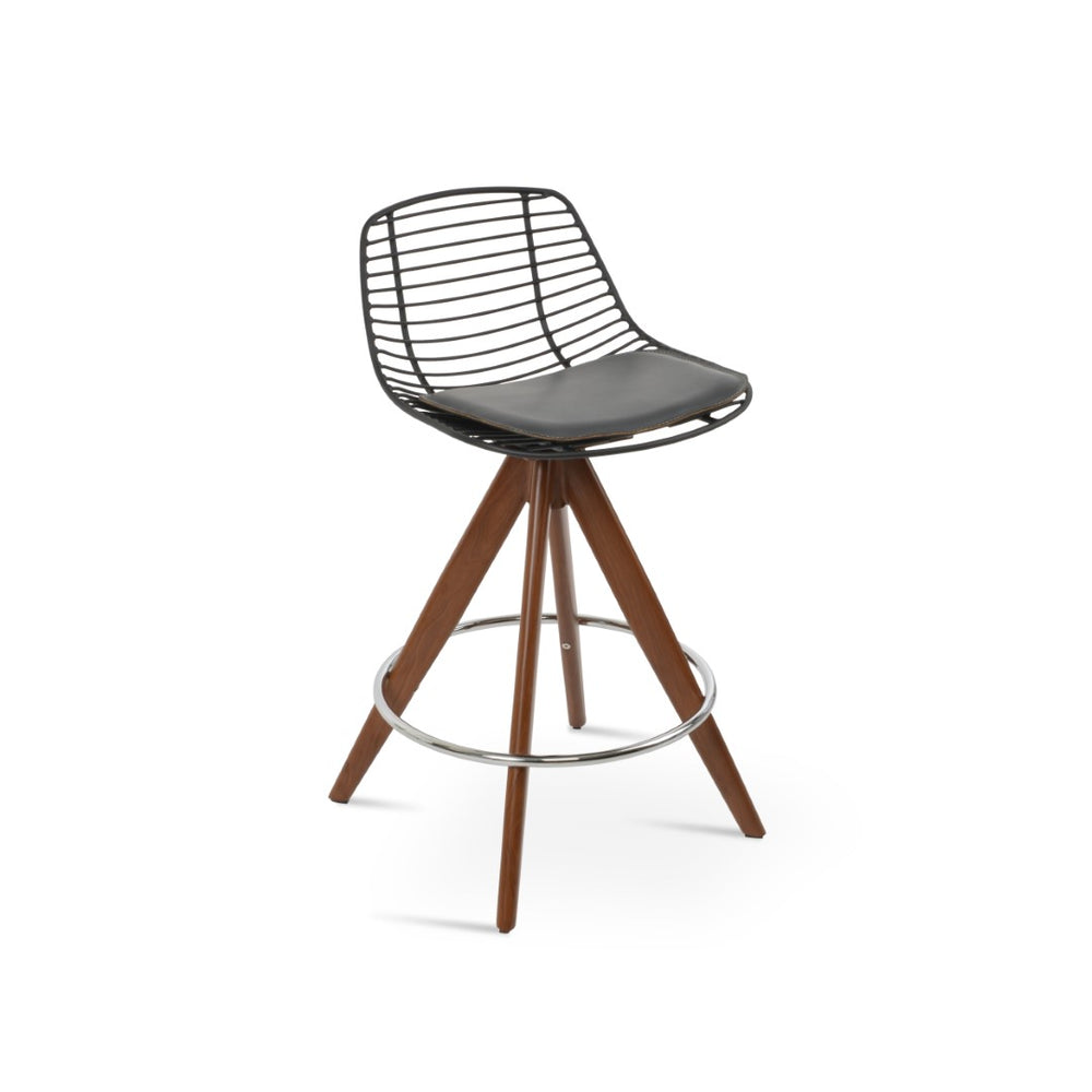 Soho Concept Tiger Sword Swivel Barstool – Modern Black Powder Coated Steel Frame With Removable Padded Seat Walnut,Black  Soho-concept-dining-chair-09861