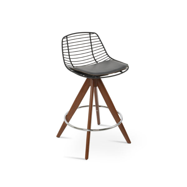 Soho Concept Tiger Sword Swivel Barstool – Modern Black Powder Coated Steel Frame With Removable Padded Seat Walnut,Black  Soho-concept-dining-chair-09861