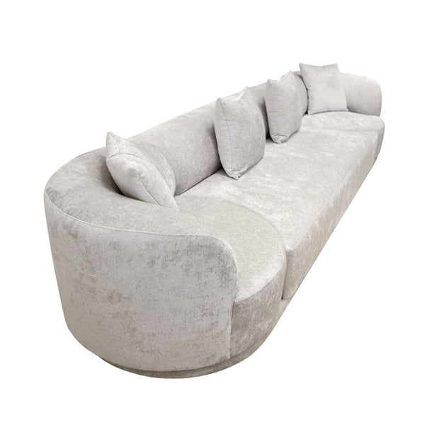 Pasargad Amalfi 4-piece Sectional Sofa Set - Beige Hybrid Design With Swivel Armchairs & Ottoman Beige Polyester Fabric Pdy-22091