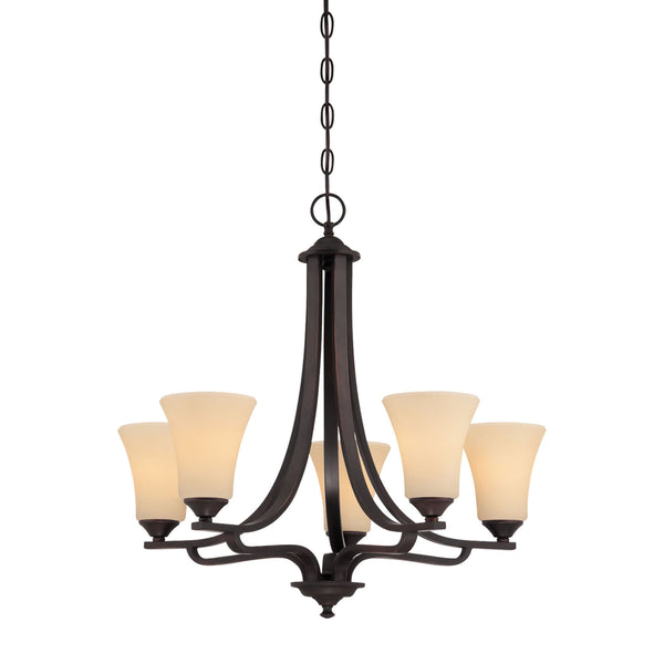 Thomas Lighting Treme Three Light Metal Chandelier with Tulip Glass Shades for Dining Rooms Brown 25 inches TK0020704