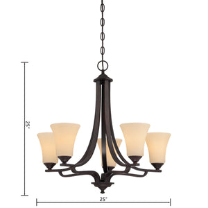 Thomas Lighting Treme Three Light Metal Chandelier with Tulip Glass Shades for Dining Rooms Brown 25 inches TK0020704
