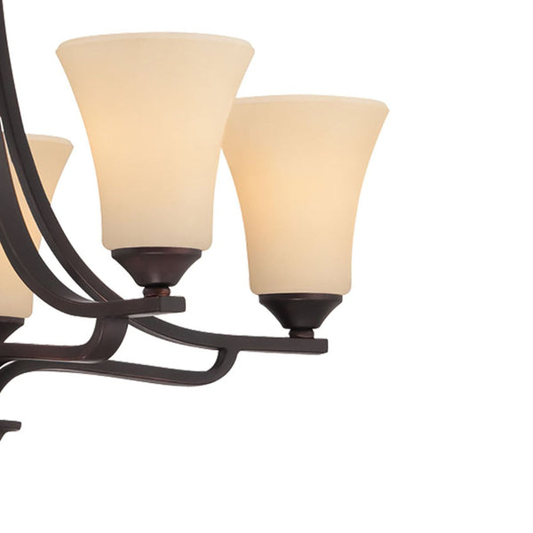 Thomas Lighting Treme Three Light Metal Chandelier with Tulip Glass Shades for Dining Rooms Brown 25 inches TK0020704