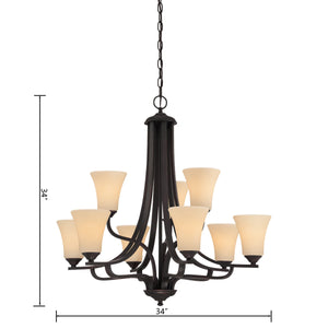 Thomas Lighting Treme Three Light Metal Chandelier with Tulip Glass Shades for Dining Rooms Brown 34 inches TK0021704