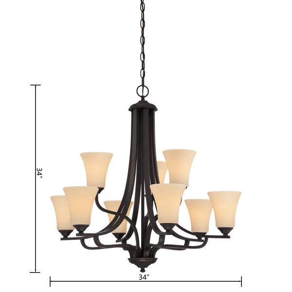 Thomas Lighting Treme Three Light Metal Chandelier with Tulip Glass Shades for Dining Rooms Brown 34 inches TK0021704