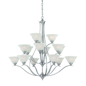Thomas Lighting Prestige Three Light Chandelier with Alabaster Glass Shades for Dining and Entryway 48 inches Nickel TK0023217