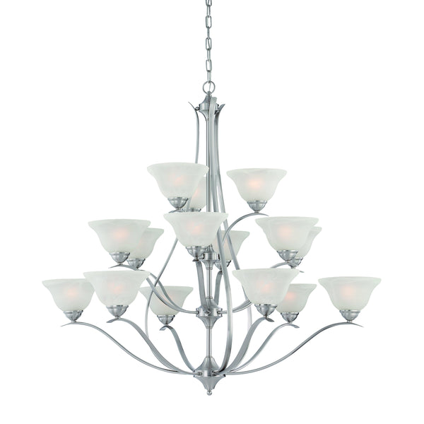 Thomas Lighting Prestige Three Light Chandelier with Alabaster Glass Shades for Dining and Entryway 48 inches Nickel TK0023217