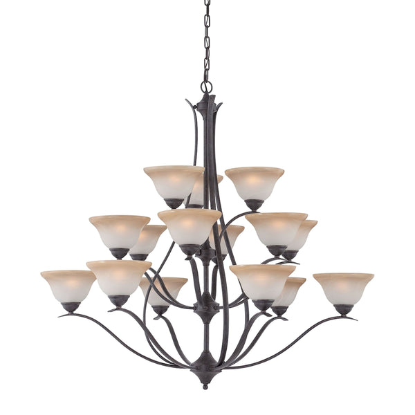Thomas Lighting Prestige Three Light Chandelier with Alabaster Glass Shades for Dining and Entryway 48 inches Brown TK0023722