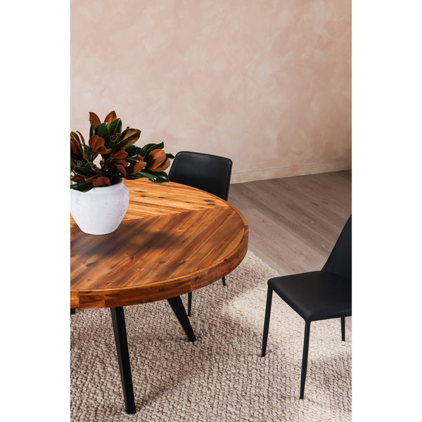 Moe's Home Parq 60-inch Round Dining Table: Rustic Acacia Design With Distressed Finish For Cozy Dining Spaces Orange Acacia Veneer Over Mdf,Solid Acacia Legs Tl-1029-14