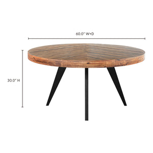 Moe's Home Parq 60-inch Round Dining Table: Rustic Acacia Design With Distressed Finish For Cozy Dining Spaces Orange Acacia Veneer Over Mdf,Solid Acacia Legs Tl-1029-14