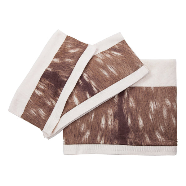 Hiend Accents Axis Deer Fur Design Towel Set - Exquisite 3-piece Collection For Rustic Bathroom Elegance Cream 95% Cotton,5% Polyester Tl1731-os-cr