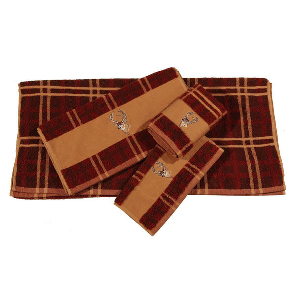 Hiend Accents Embroidered Deer Towel Set - Luxurious Cotton Towels With Rustic Lodge Charm For Your Bathroom Decor Multi 100% Cotton Tl5130-os-pl