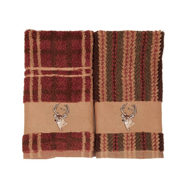 Hiend Accents Embroidered Deer Towel Set - Luxurious Cotton Towels With Rustic Lodge Charm For Your Bathroom Decor Multi 100% Cotton Tl5130-os-pl