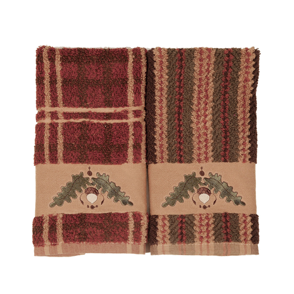 Hiend Accents Embroidered Acorn Towel Set - Luxurious 100% Cotton Towels With Rustic Charm For Your Bathroom Decor Multi 100% Cotton Tl5150-os-pl